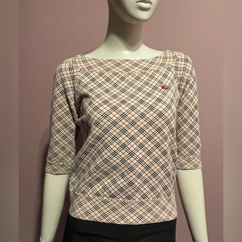 Authentic Burberry Beige and Black Checkered  Top